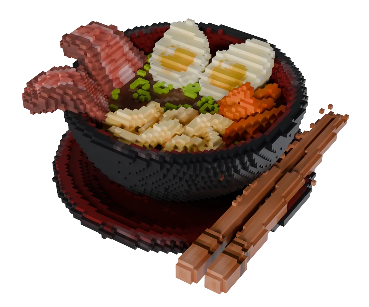 Noodle bowl rebuilt from Minecraft blocks