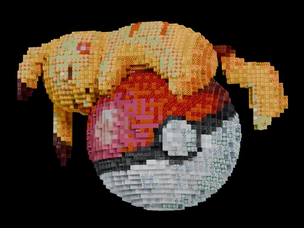 Pikachu rebuilt from Minecraft blocks