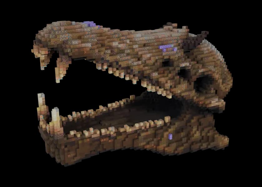 Skull rebuilt from Minecraft blocks